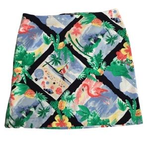 Talbots Paradise Flamingo Beachy Pencil Skirt 12P